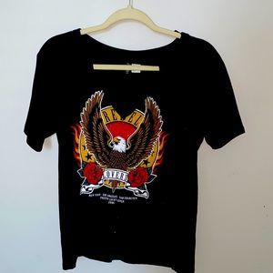 Black shirt with open cut in the chest area